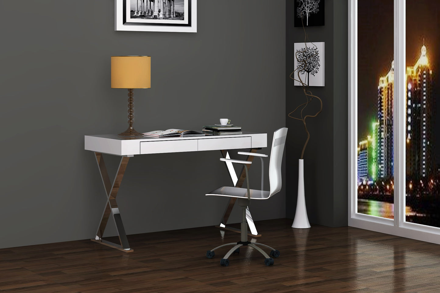 Elm Large Desk - White