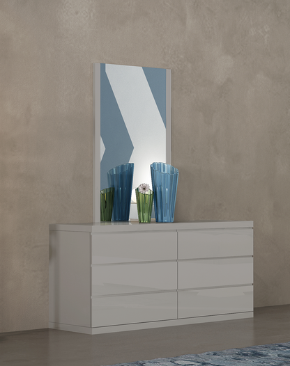 Anna 6-Drawer Double Dresser - High Gloss Grey