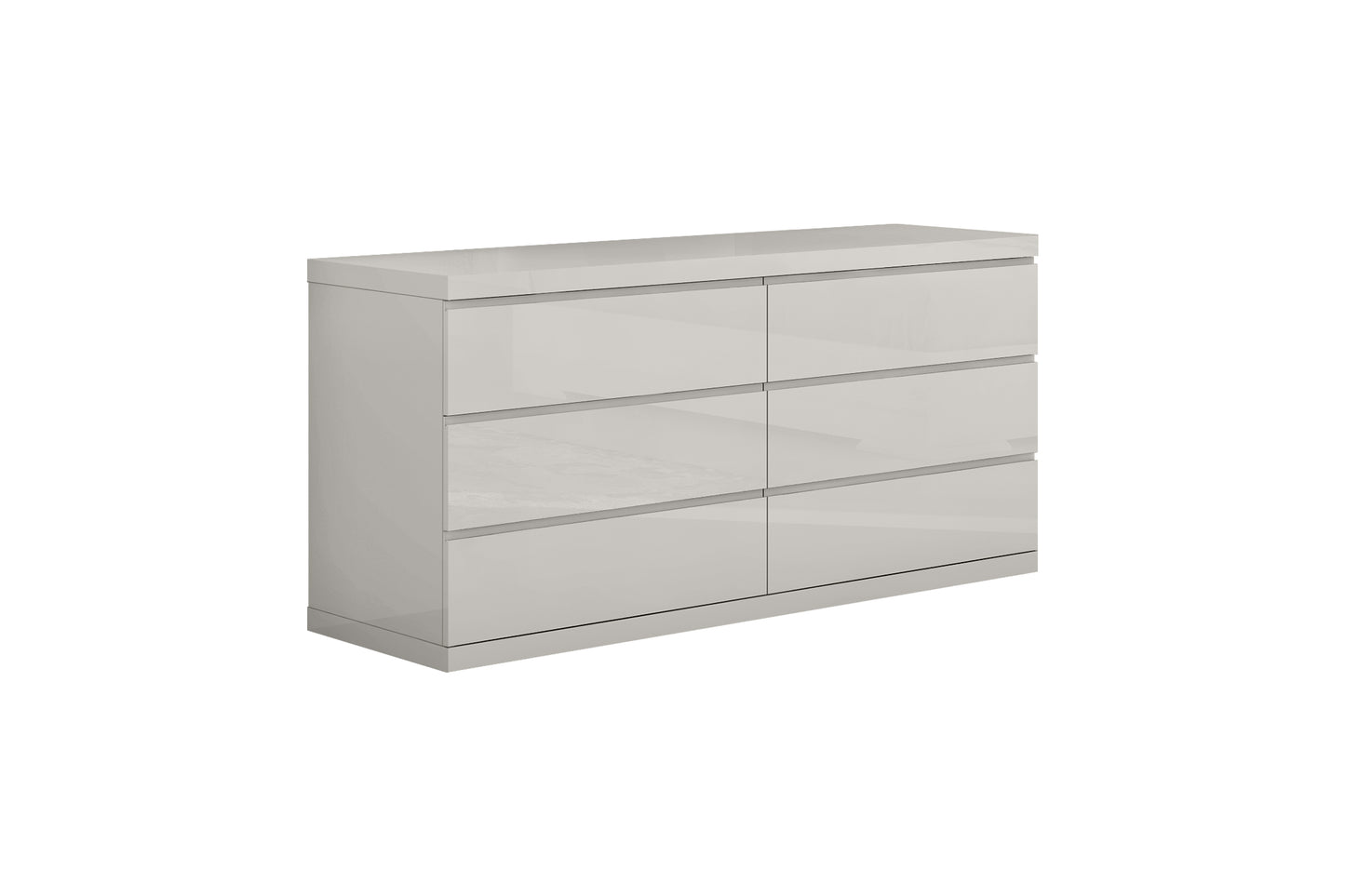 Anna 6-Drawer Double Dresser - High Gloss Grey