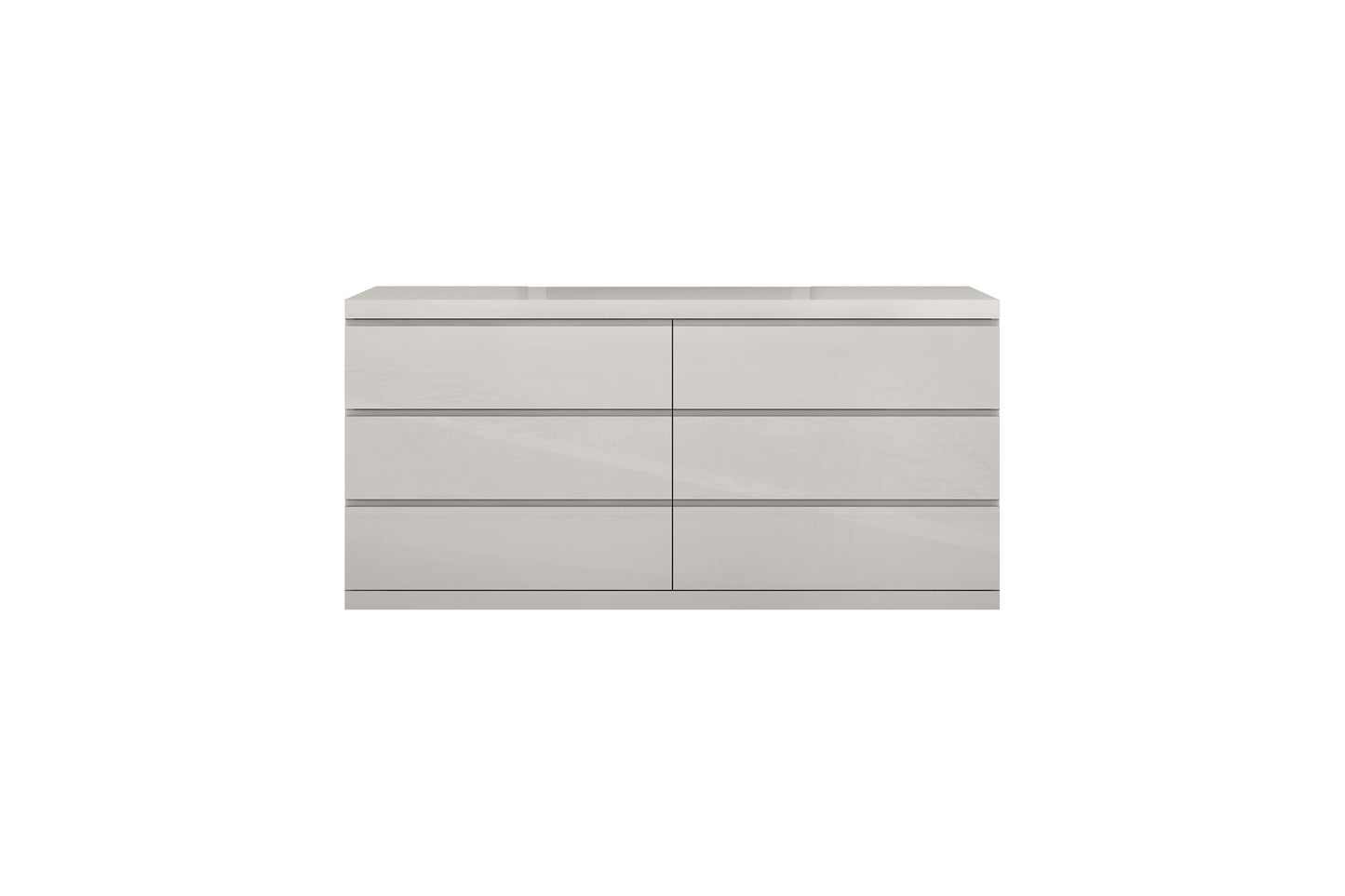 Anna 6-Drawer Double Dresser - High Gloss Grey