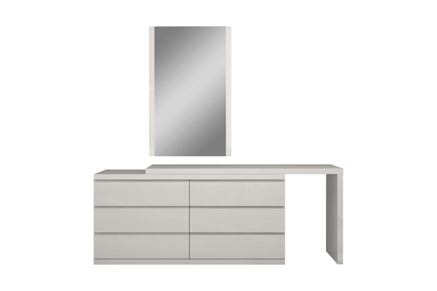 Anna 6-Drawer Double Dresser - High Gloss Grey