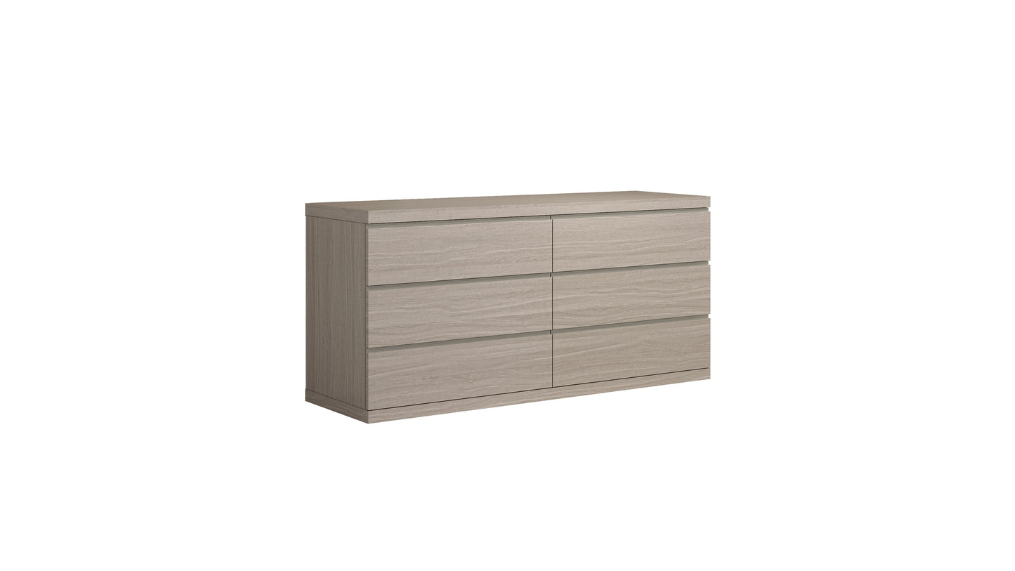Anna 6-Drawer Double Dresser - Matte White Oak