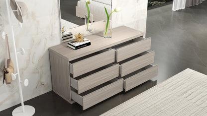 Anna 6-Drawer Double Dresser - Matte White Oak
