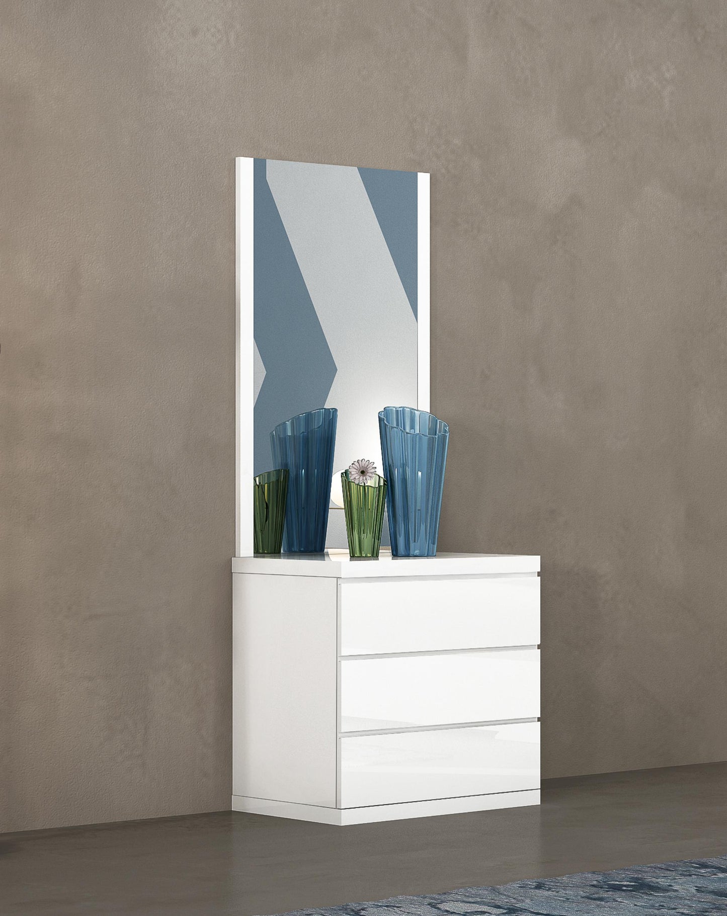 Anna 3-Drawer Single Dresser - High Gloss White