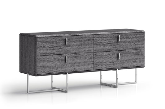 Chloe 6-Drawer Double Dresser - High Gloss Grey