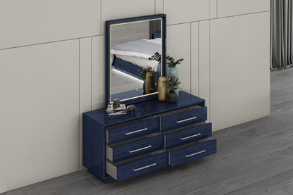 Alexander 5-Drawer Chest - High Gloss Sapphire Blue