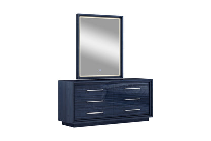 Alexander 5-Drawer Chest - High Gloss Sapphire Blue