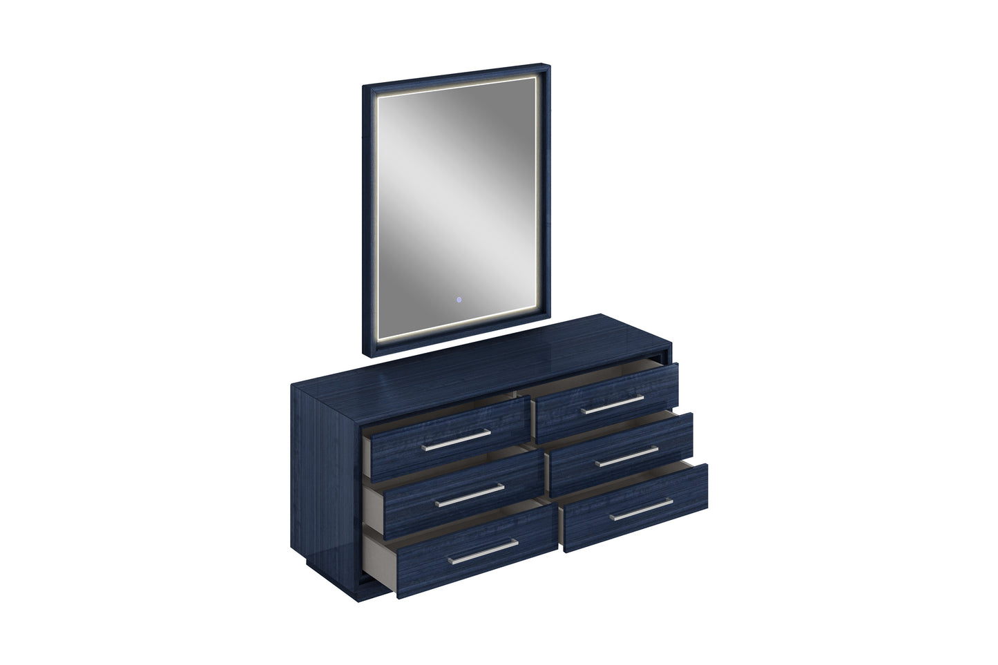 Alexander 6-Drawer Double Dresser - High Gloss Sapphire Blue