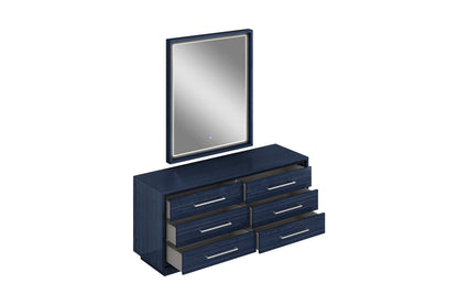Alexander 6-Drawer Double Dresser - High Gloss Sapphire Blue