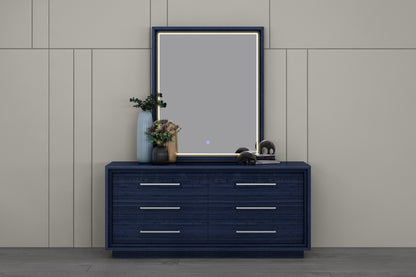 Alexander 6-Drawer Double Dresser - High Gloss Sapphire Blue