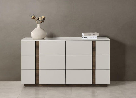 Romina Dresser - Light Grey/Walnut