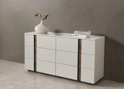 Romina Dresser - Light Grey/Walnut