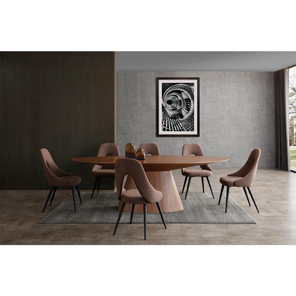 Bruno 95" Oval Dining Table in Walnut Veneer