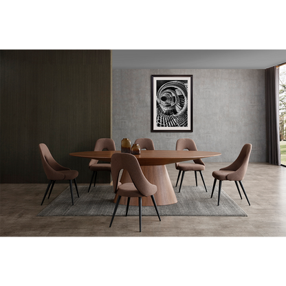 Bruno 95" Oval Dining Table in Walnut Veneer