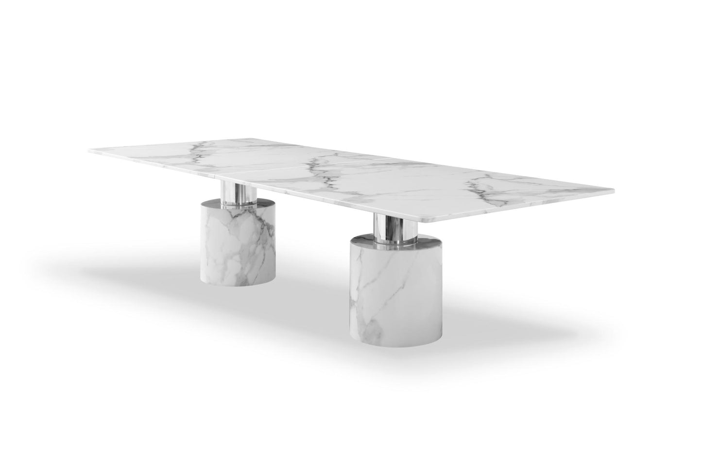 Geneva 120" White Marble Dining Table
