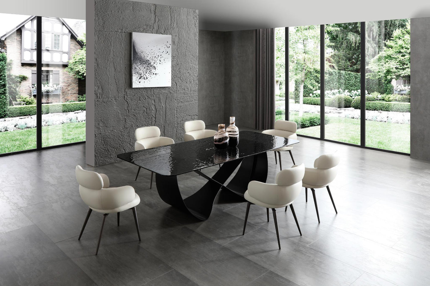 Tiffany Dining Table - Black Glass