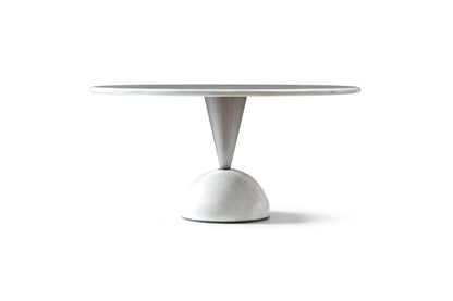 Olympia 60" Round High Gloss White Marble Dining Table