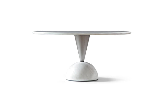 Olympia 60" Round High Gloss White Marble Dining Table
