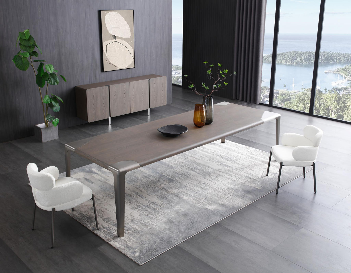 Elena 118" Dining Table in Light Grey Ash