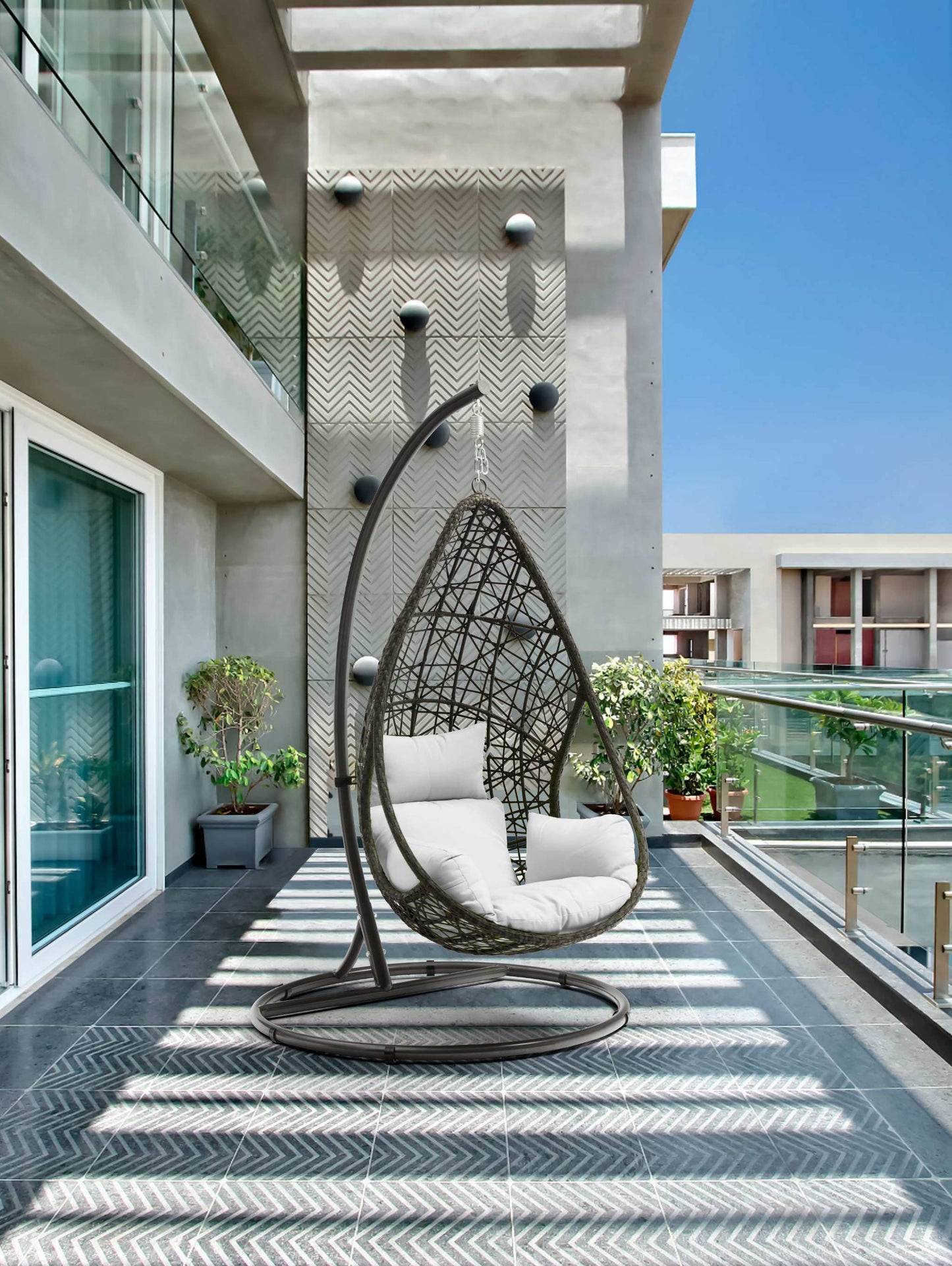 Bravo Outdoor Egg Chair - Grey/White