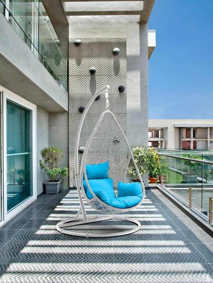 Bravo Outdoor Egg Chair - White/Blue