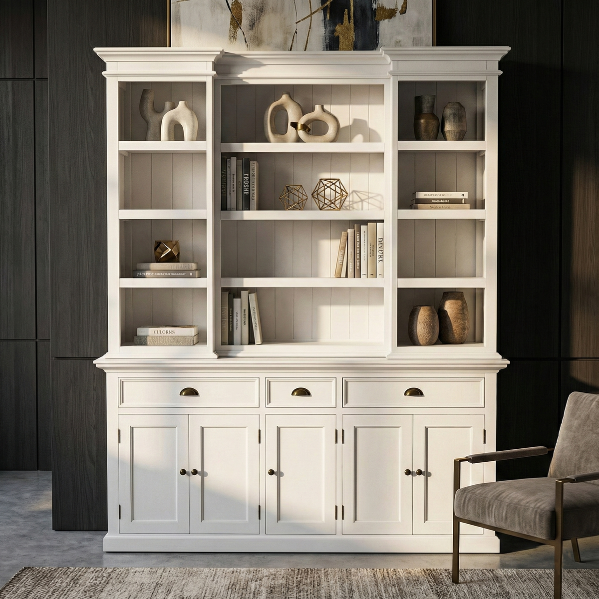 Halifax Hutch Cabinet with 5 Doors 3 Drawers 71''