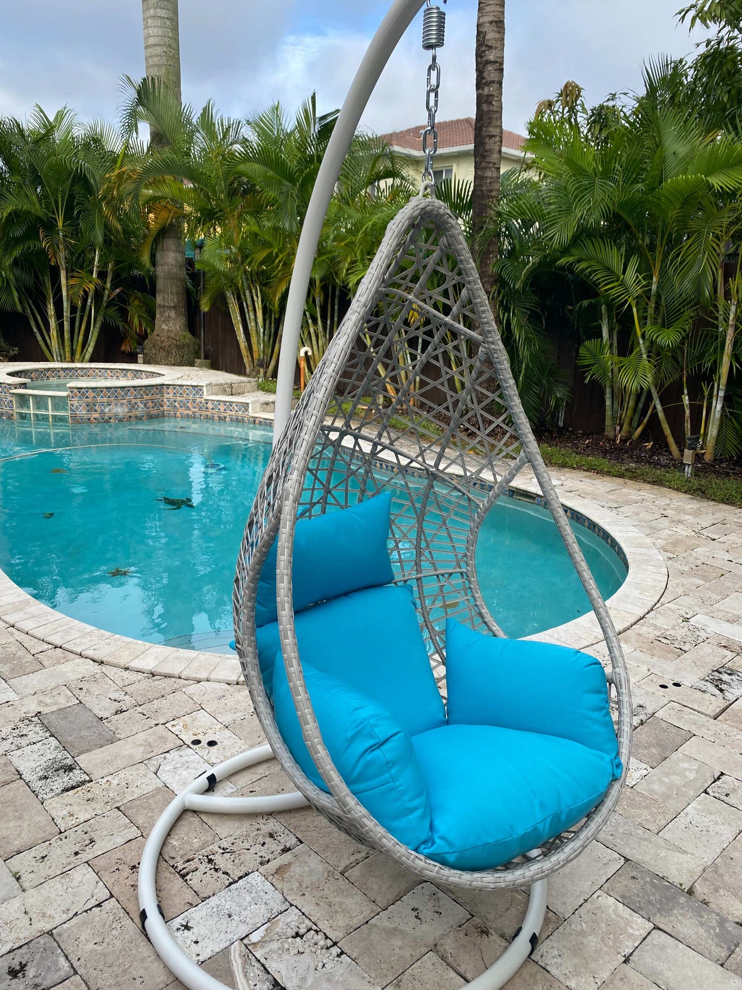 Bravo Outdoor Egg Chair - White/Blue