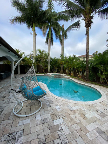 Bravo Outdoor Egg Chair - White/Blue