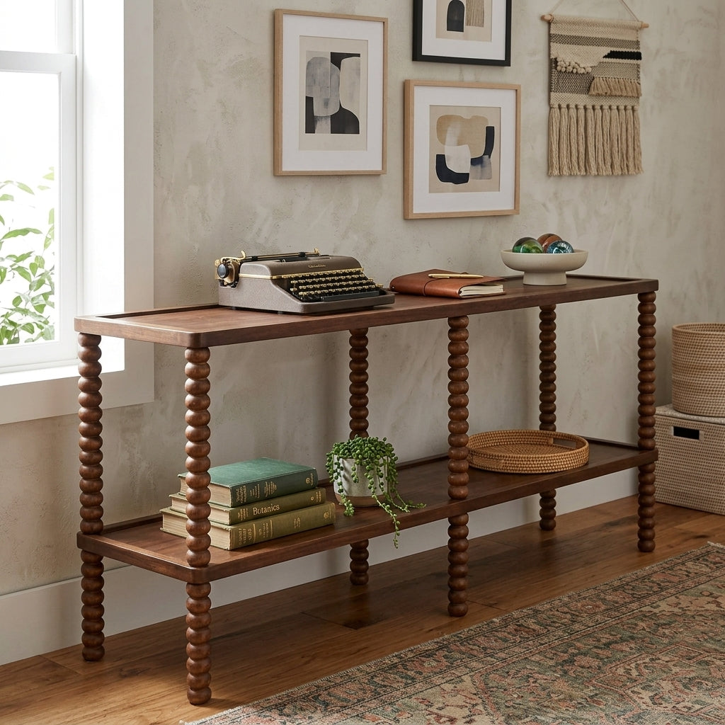 Twist Cane Solid Wood Console Table