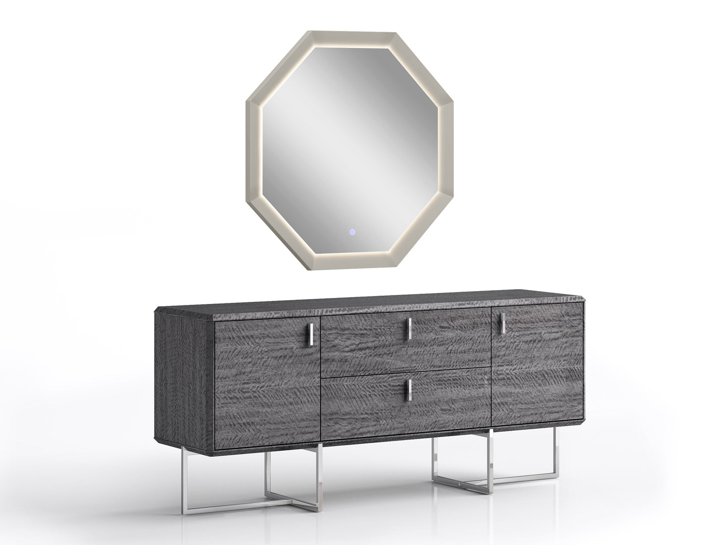 Chloe Rectangular Mirror - High Gloss Grey