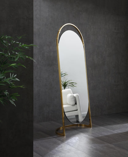 Celina Arched Floor Mirror in Gold Stainless Steel