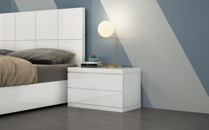 Anna Large Nightstand - High Gloss White