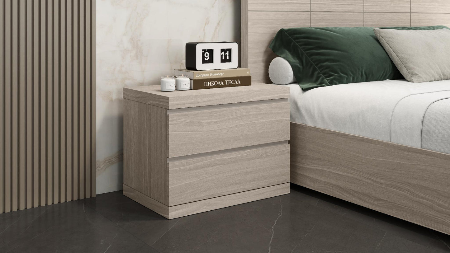 Anna 2-Drawer Small Nightstand - Matte White Oak