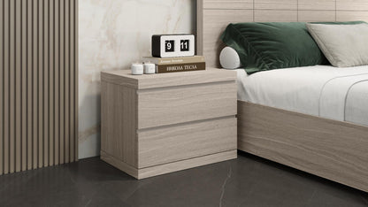 Anna 2-Drawer Small Nightstand - Matte White Oak
