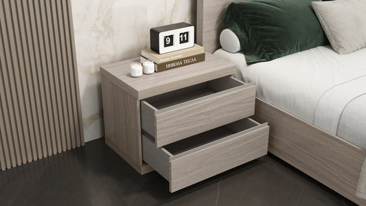 Anna 2-Drawer Small Nightstand - Matte White Oak