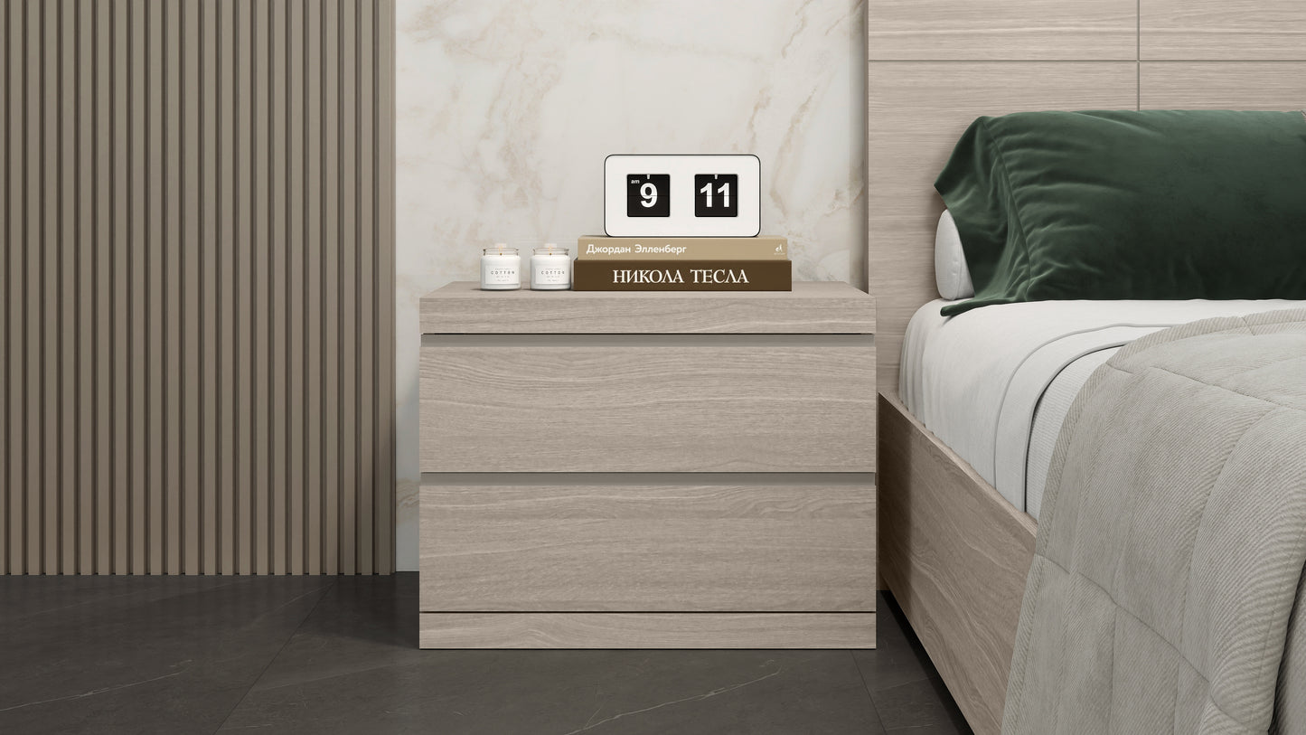 Anna 2-Drawer Small Nightstand - Matte White Oak