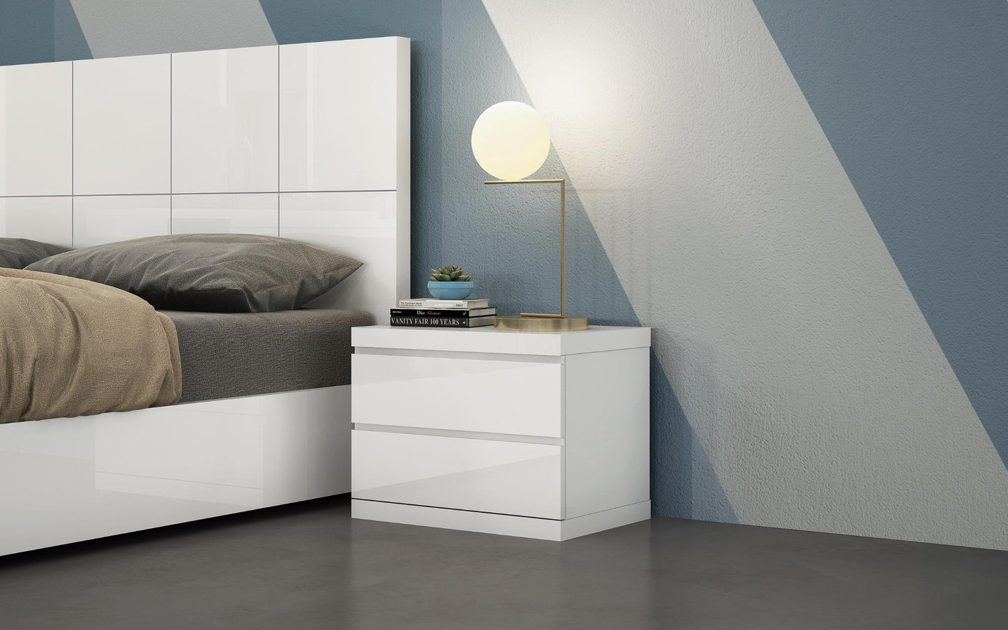 Anna Small Nightstand - High Gloss White