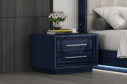 Alexander 2-Drawer Nightstand - High Gloss Sapphire Blue