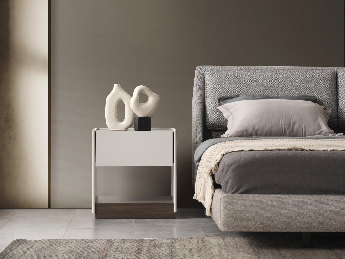 Raphael Nightstand, Matte Light Gray