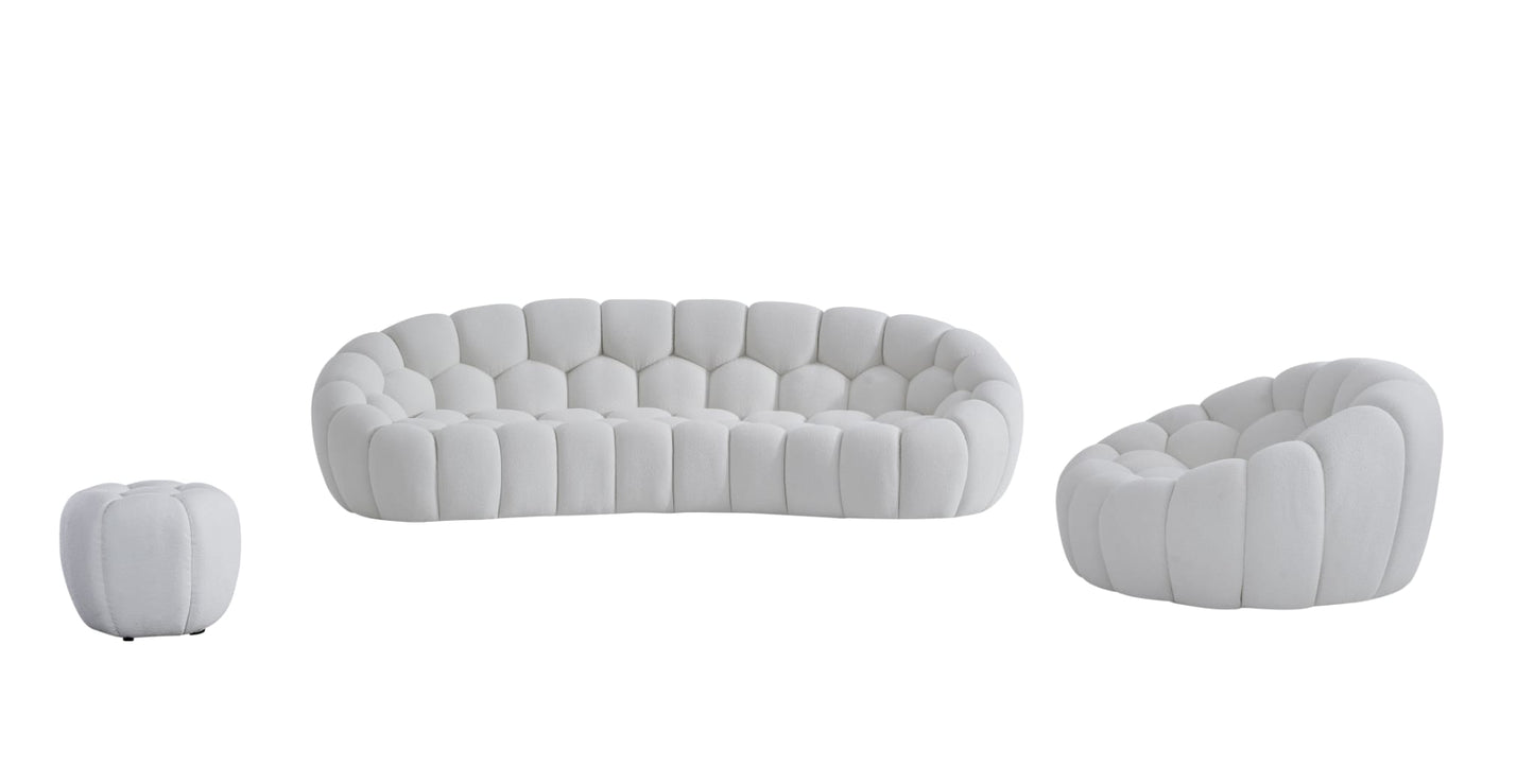 Nest White Boucle Upholstered Ottoman
