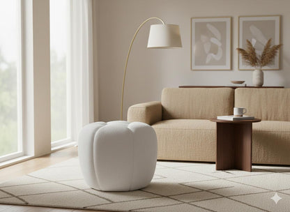 Nest White Boucle Upholstered Ottoman