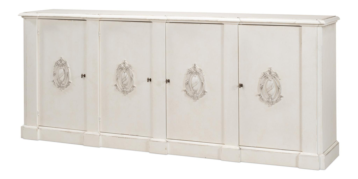 Crested Wall Cabinet,White/White Finish