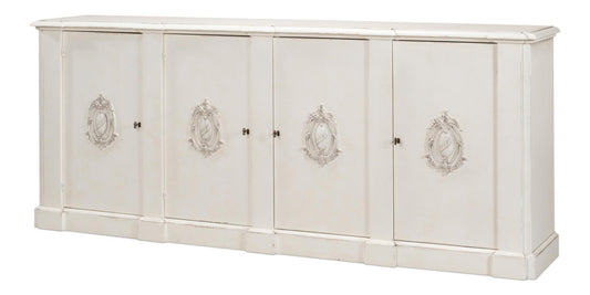 Crested Wall Cabinet,White/White Finish