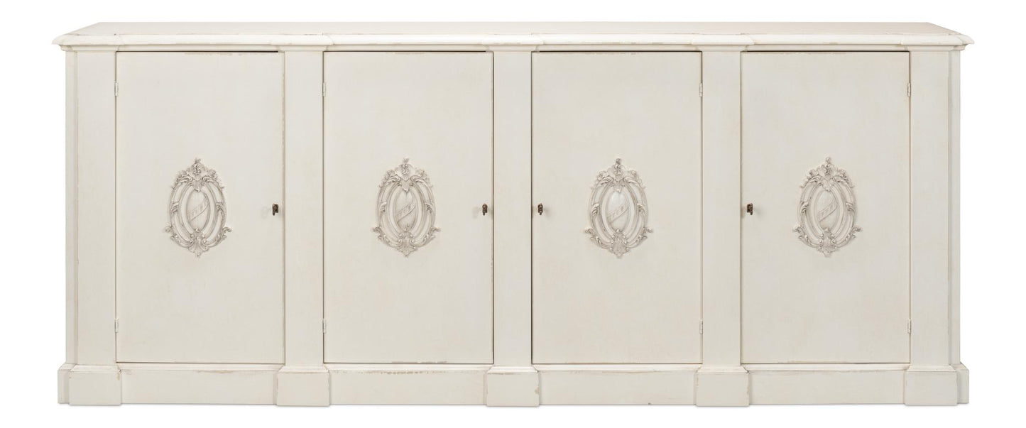 Crested Wall Cabinet,White/White Finish