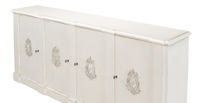 Crested Wall Cabinet,White/White Finish