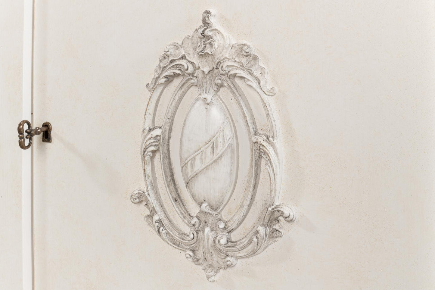 Crested Wall Cabinet,White/White Finish