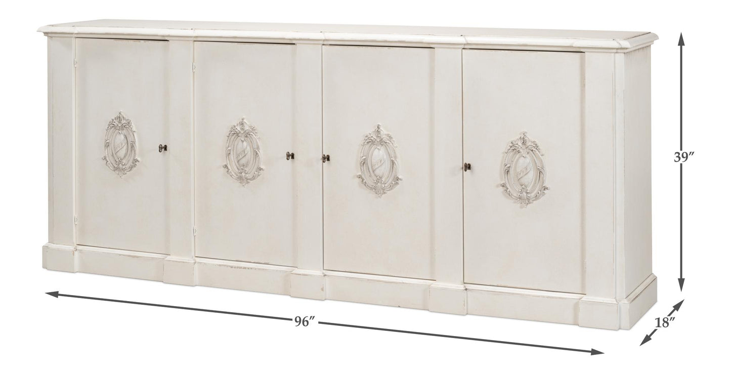 Crested Wall Cabinet,White/White Finish