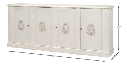 Crested Wall Cabinet,White/White Finish