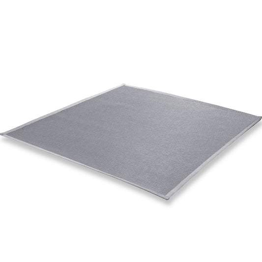Kari Indoor/Outdoor Small Rug, Light Gray Textilene and Sunbrella fabric edge