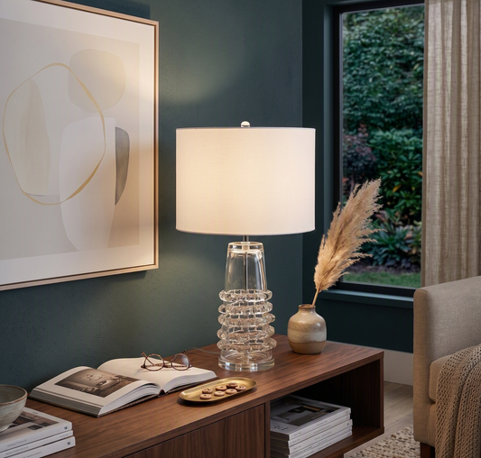 Ribbon Tall Clear Glass Table Lamp